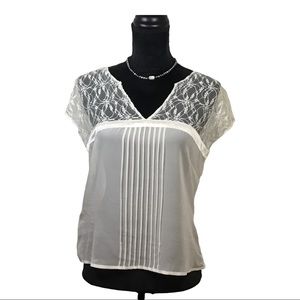 NWT Janesville Ivory Lace Inset Silk Blouse Size 10